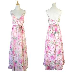 Trixxi Flowy Pink Foral Flouncy Sheer Dress Fairy Whimsy Bloomcore Coquette 8